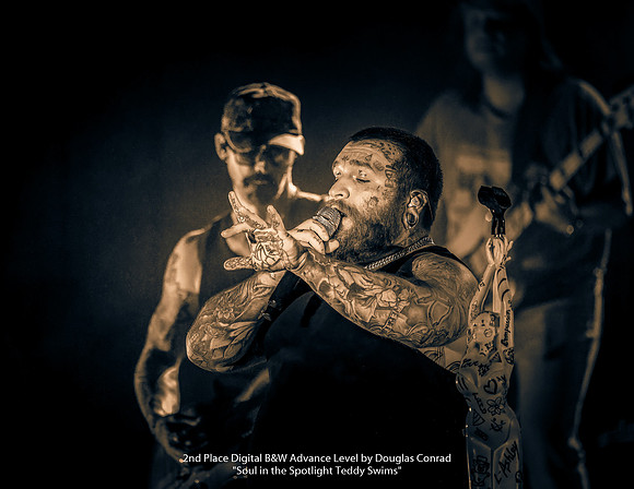 2nd Place Digital B&W Advance Level by Douglas Conrad - Soul in the Spotlight Teddy Swims