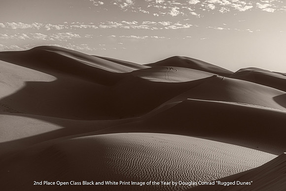 2nd Place Open Class Black and White Print Image of the Year by Douglas Conrad - Rugged Dunes
