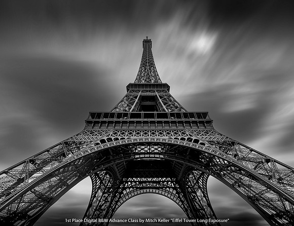 1st Place Digital B&W Advance Class by Mitch Keller - Eiffel Tower Long Exposure
