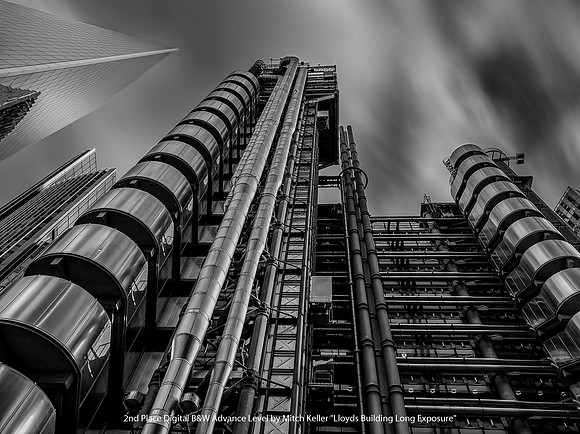 2nd Place Digital B&W Advance Class by Mitch Keller - Lloyds Building Long Exposure
