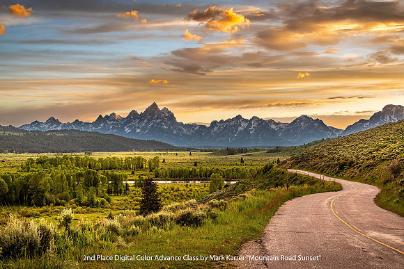 2nd Place Digital Color Advance Class by Mark Karrer - Mountain Road Sunset