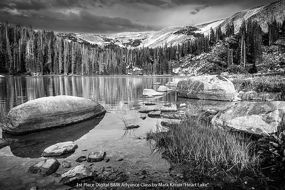 1st Place Digital B&W Advance Class by Mark Karrer - Heart Lake