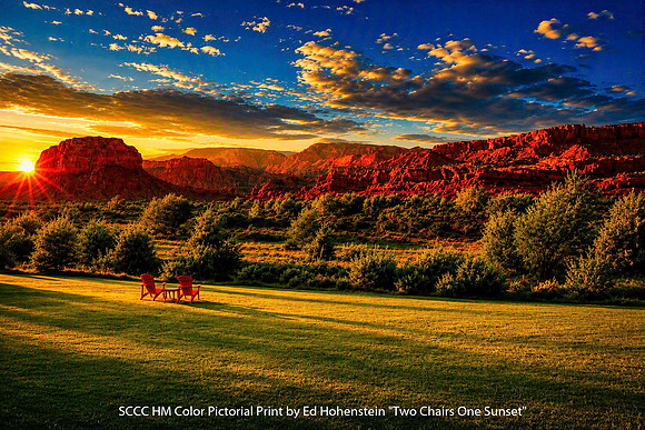 SCCC HM Color Pictorial Print by Ed Hohenstein - Two Chairs One Sunset