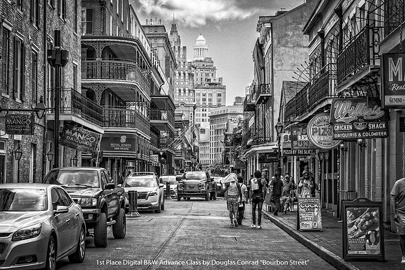 1st Place Digital B&W Advance Class by Douglas Conrad - Bourbon Street
