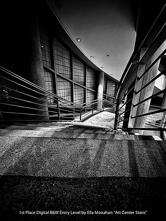 1st Place Digital B&W Entry Level by Ella Monahan - Art Center Stairs