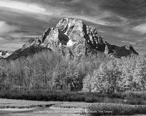 2nd Place Digital B&W Advance Class by Peg Gilbert - The Tetons