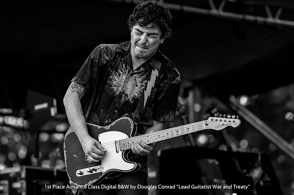 1st Place Advance Class Digital B&W by Douglas Conrad - Lead Guitarist War and Treaty