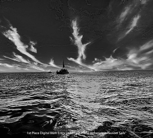 1st Place Digital B&W Entry Level by Karlene Hohenstein - Sunset Sails