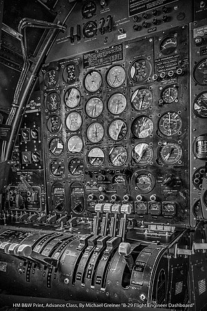 HM B&W Print Advance Class By Michael Greiner - "B-29 Flight Engineer Dashboard"