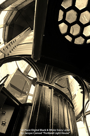 1st Place Digital B&W Entry Level by Jacque Conrad - Portland Light House