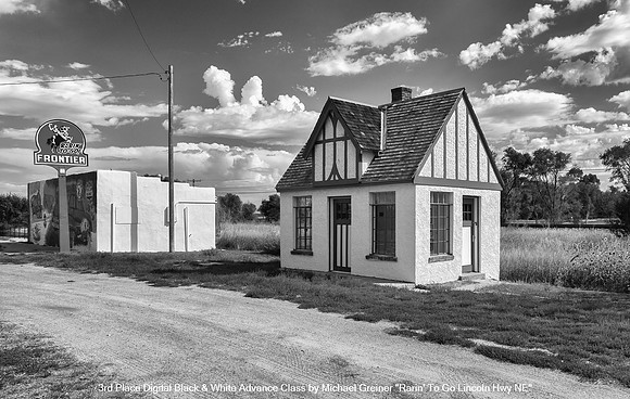3rd Place Digital B&W Advance Class by Michael Greiner - Rarin' To Go Lincoln Hwy NE