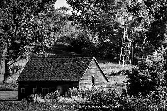 2nd Place B&W Print By Rich Wright "Beneath the Windmill"