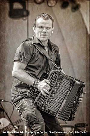 1st Place B&W Print By Douglas Conrad "Pasha Newmer, GoGol Bordello"