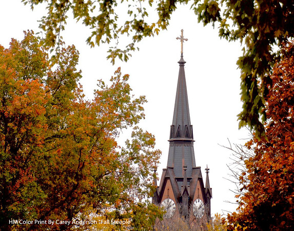 HM Color Print By Carey Anderson, "Fall Steeple"