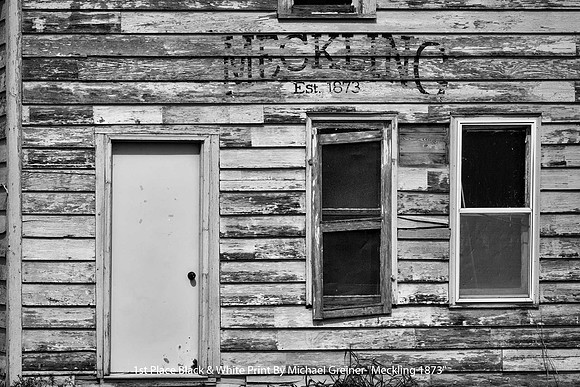 1st Place B&W Print By Michael Greiner - "Meckling 1873"