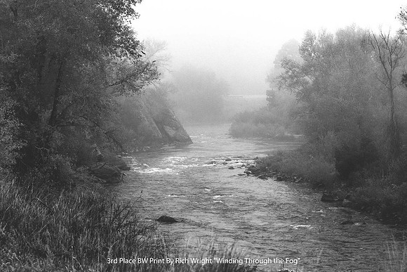 3rd Place BW Print By Rich Wright "Winding Through the Fog"