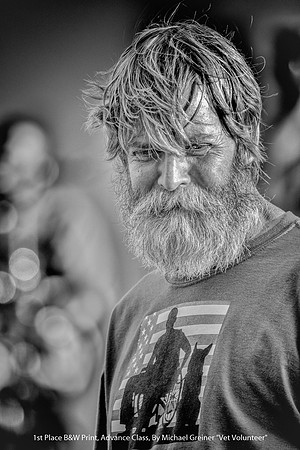 1st Place B&W Print Advance Class By Michael Greiner - "Vet Volunteer"