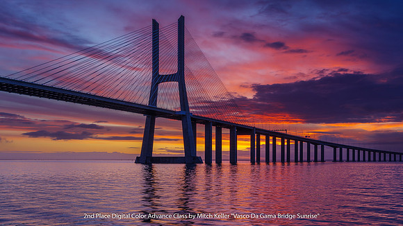 2nd Place Digital Color Advance Level by Mitch Keller - Vasco Da Gama Bridge Sunrise