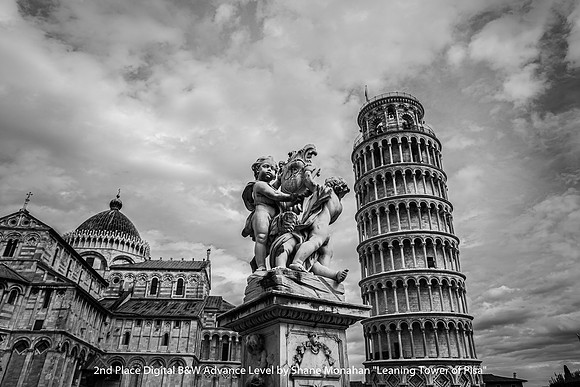 2nd Place Digital B&W Advance Level by Shane Monahan - Leaning Tower of Pisa